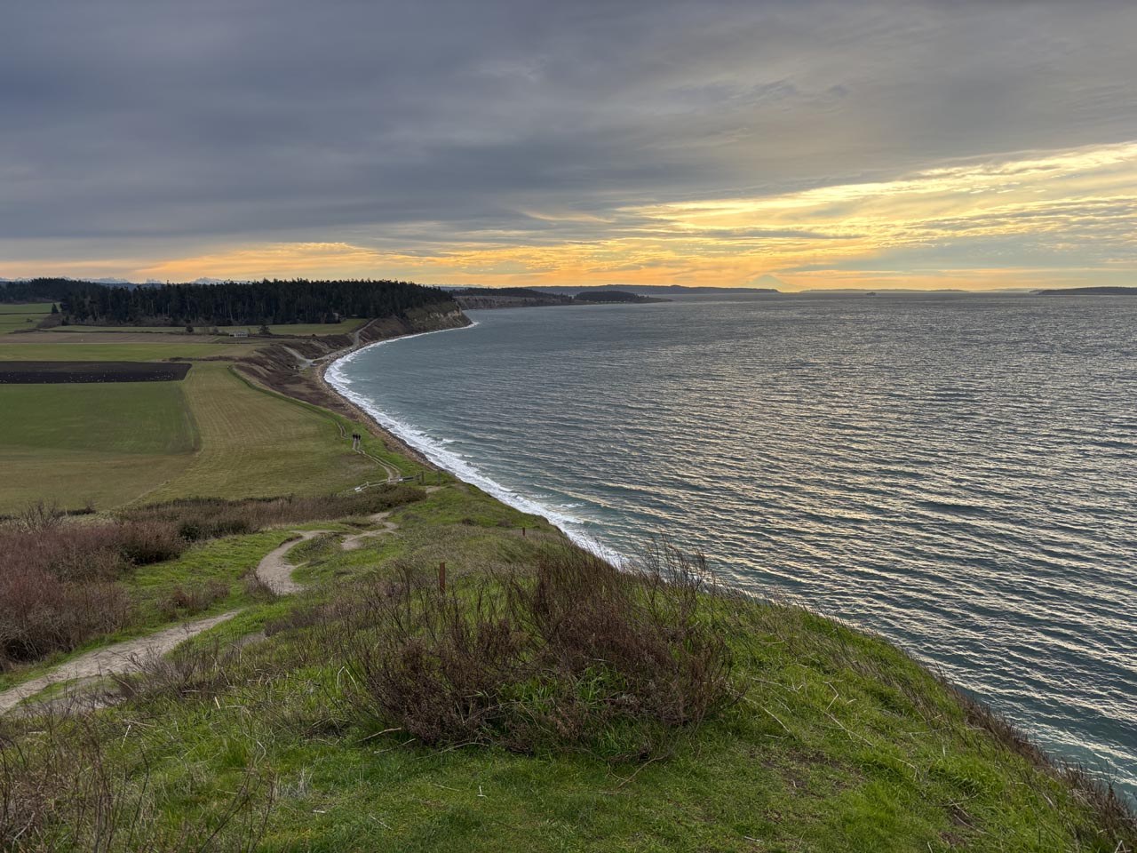 Ebey's Landing. The sunset begins over the water at Ebey's Landing. Photo by DK1998.