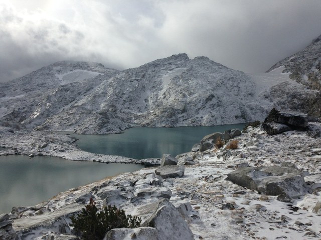And once he arrived at the summit, snow created an even more otherworldly appearance. Photo by joejoezz.