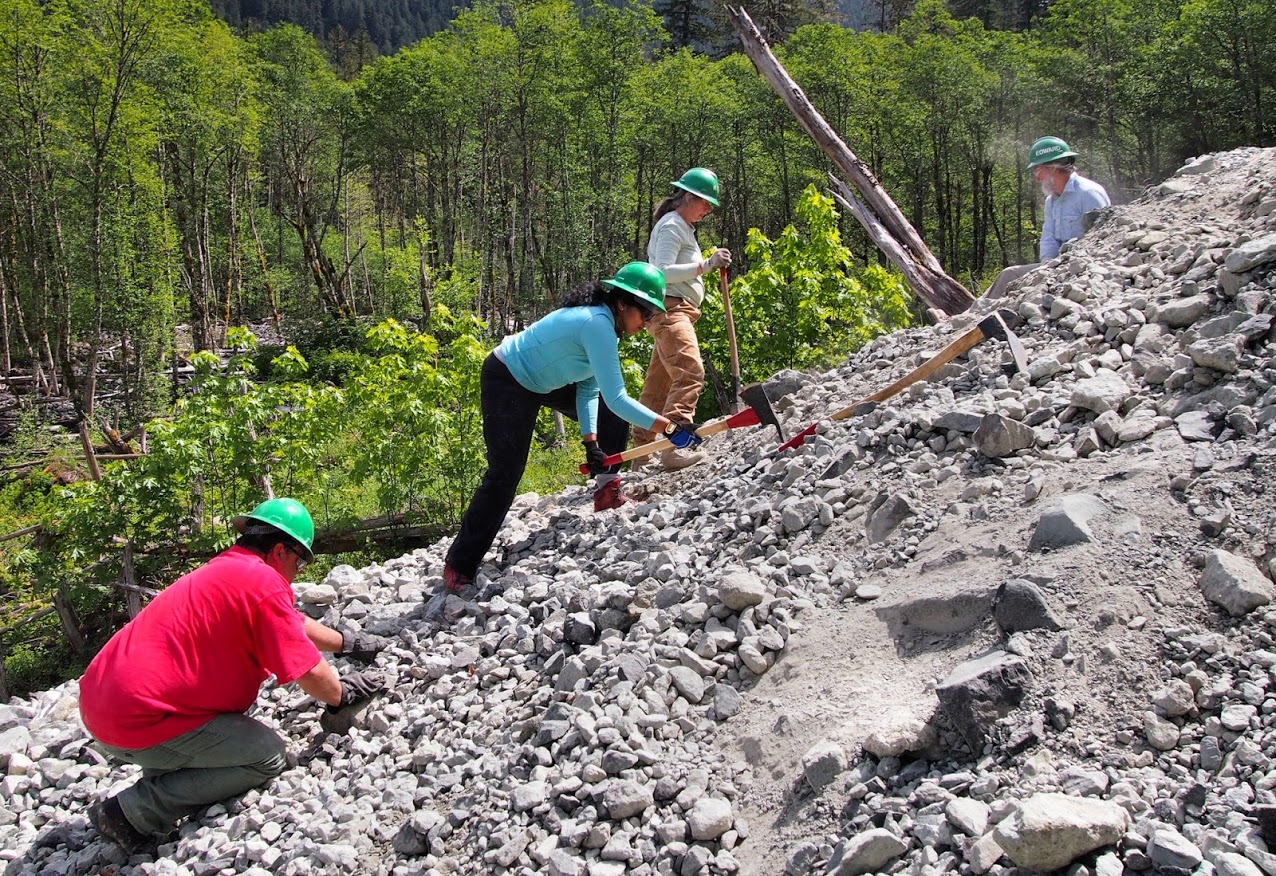 Supporting WTA means supporting our volunteers. A crew of volunteers spent a week in early June repairing sections of the Wonderland Trail. Photo by Kathy Bogaards.